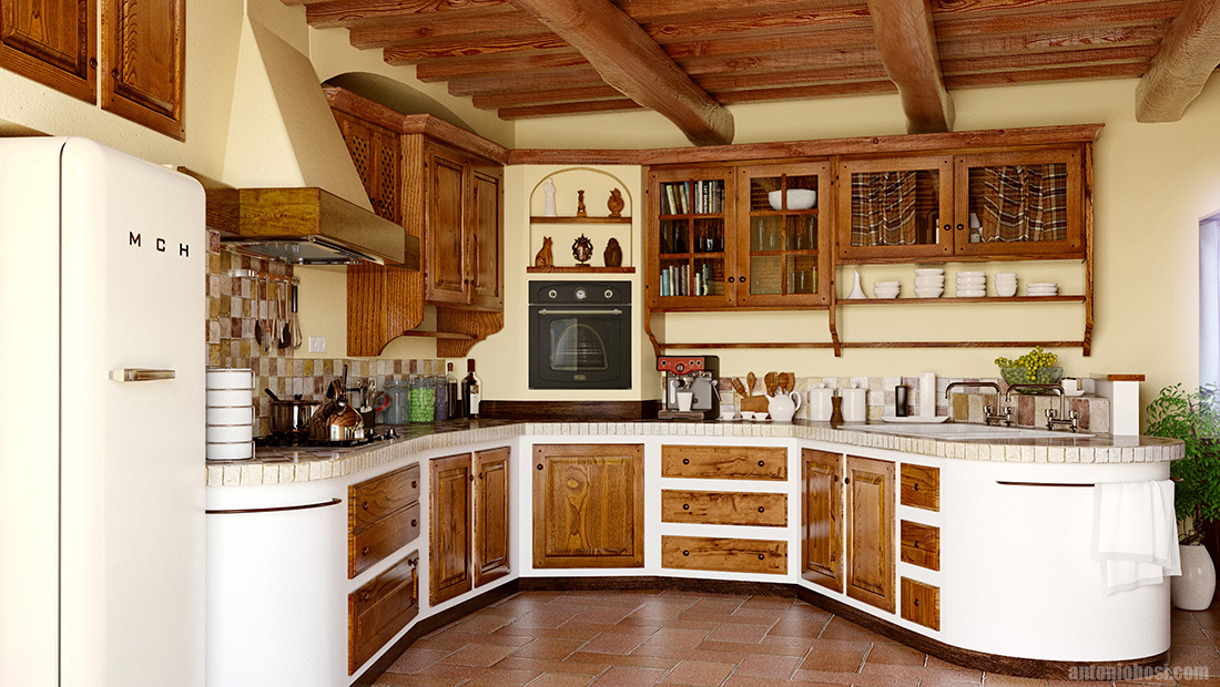 Country Kitchen Interior Render Maya Mental Ray 8