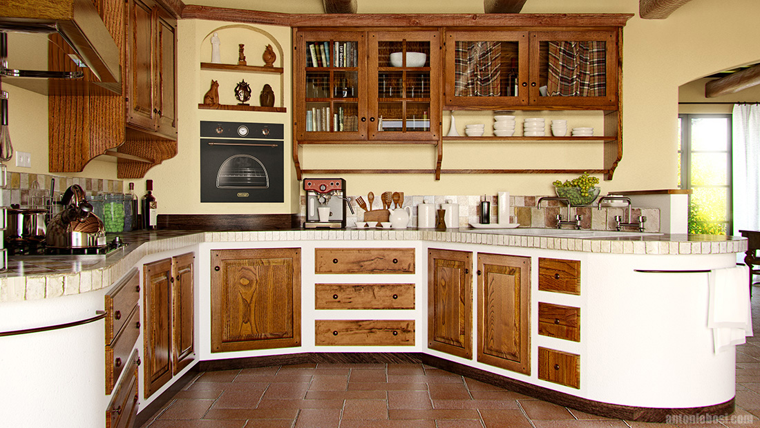 Country Kitchen Interior Render Maya Mental Ray 11