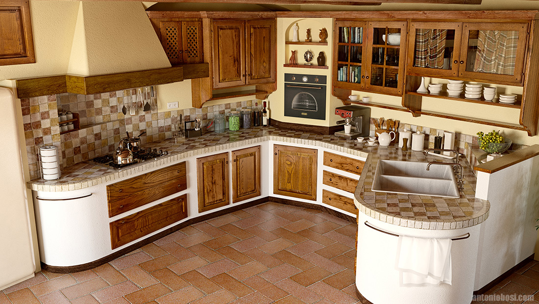 Country Kitchen Interior Render Maya Mental Ray 4