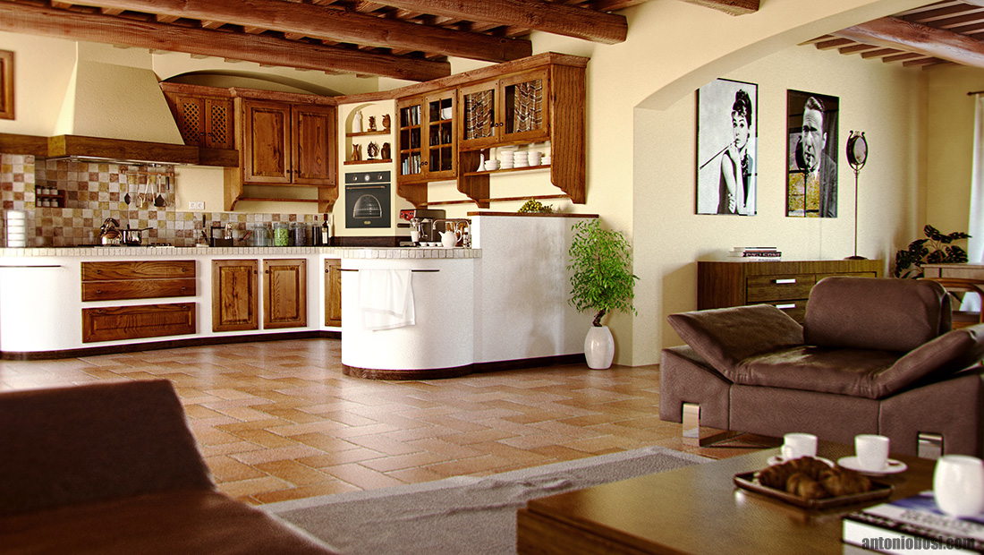 Country Kitchen Interior Render Maya Mental Ray 3