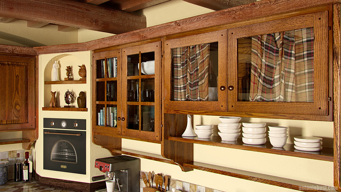 Country Kitchen Interior Render Maya Mental Ray 5