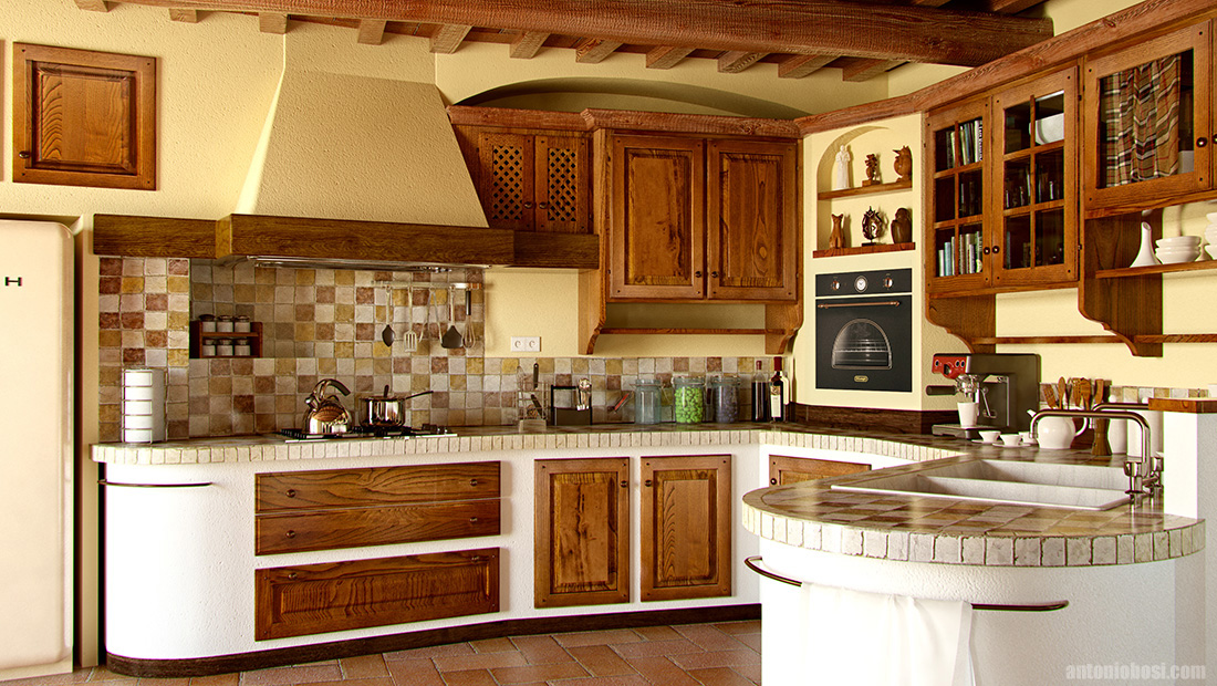 Country Kitchen Interior Render Maya Mental Ray 2