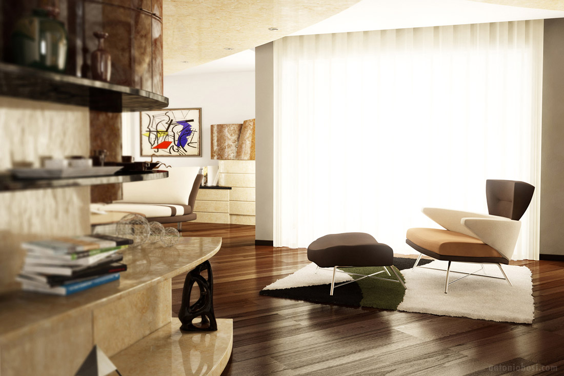 Milan Modern Interior Apartment Rendering Mental Ray 1