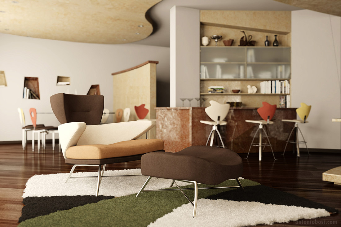 Modern Interior Render in Mental Ray: Apartment render in 