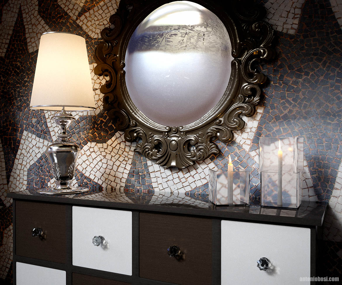 Interior render in mental ray: mirror mirror