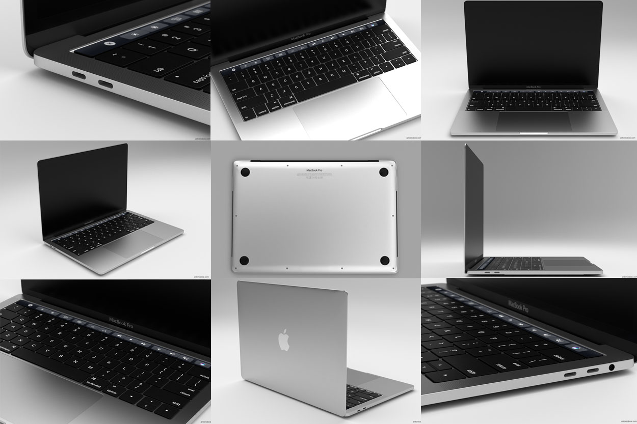 Apple mackbook pro 3d model and renders (maya + arnold)