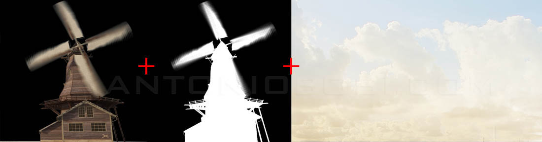 3d windmill render + maya sky compositing