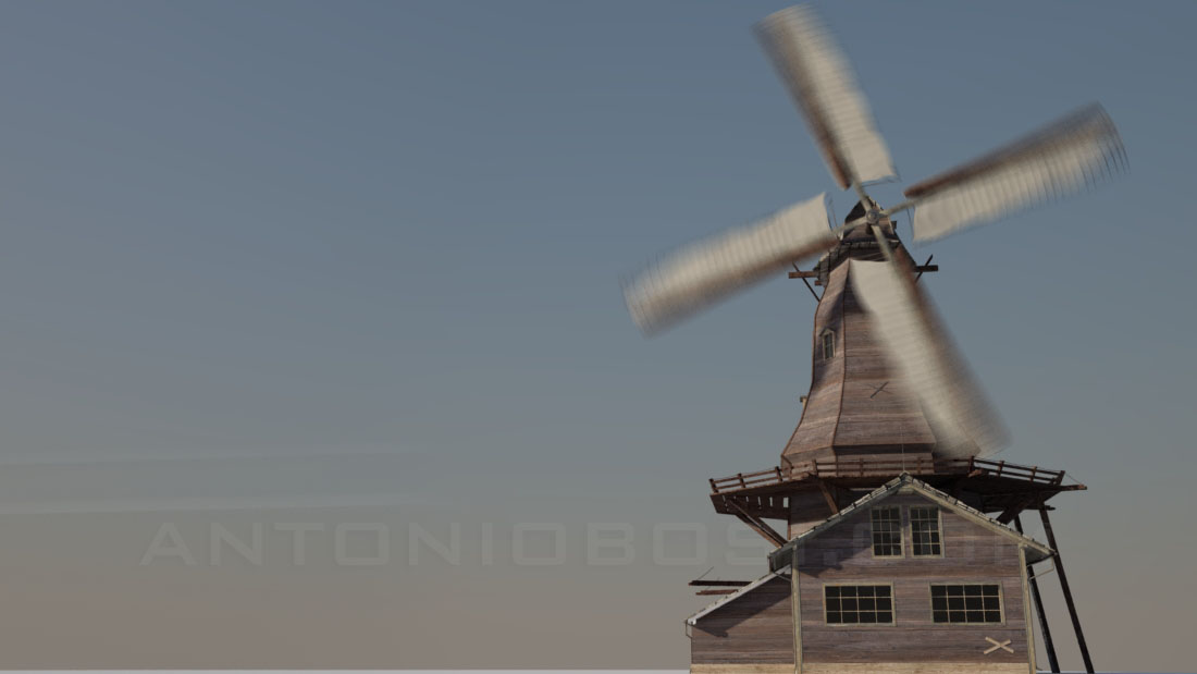 Windmill render in Maya with no clouds