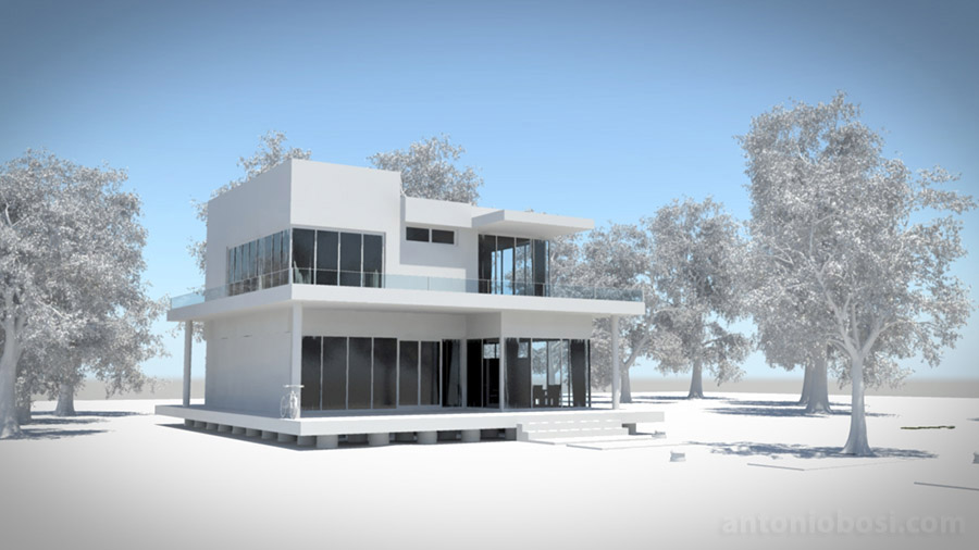 Maya exterior render with mental ray sun and sky enabled