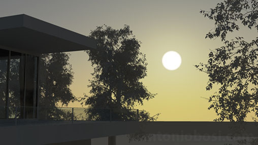 Mental Ray for Maya physical sun disk glow for exterior render