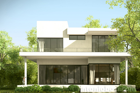 Mental Ray exterior render with physical sun and sky no clouds