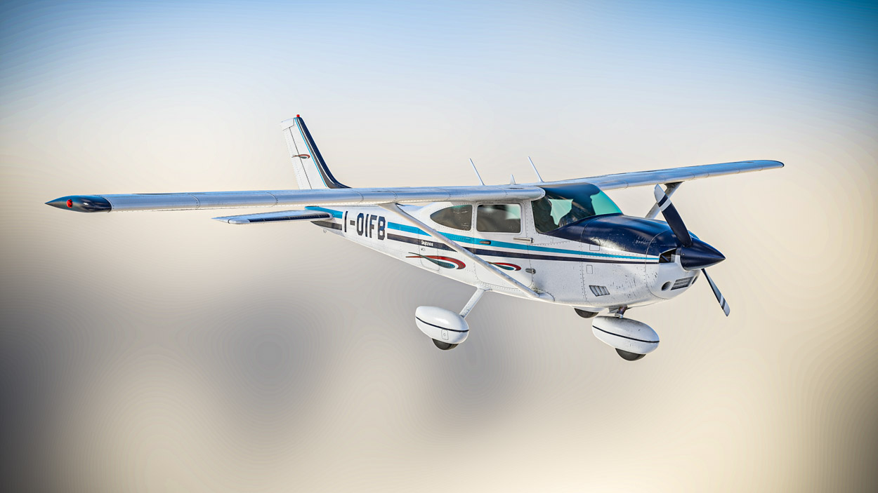Maya realistic render of 3D model airplane and clouds