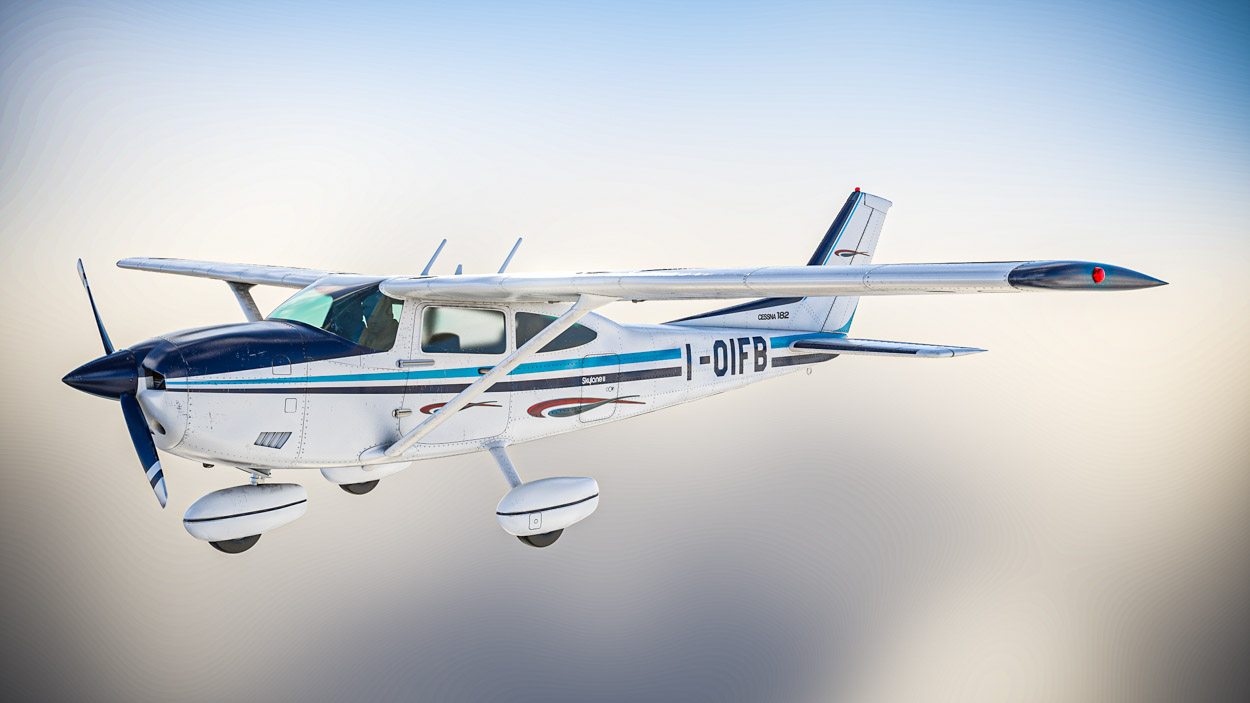 Maya realistic render of 3D model airplane and clouds