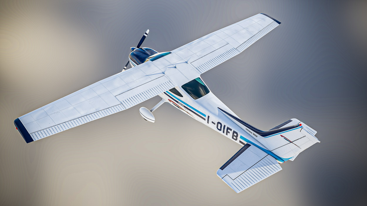 Maya realistic render of 3D model airplane and clouds