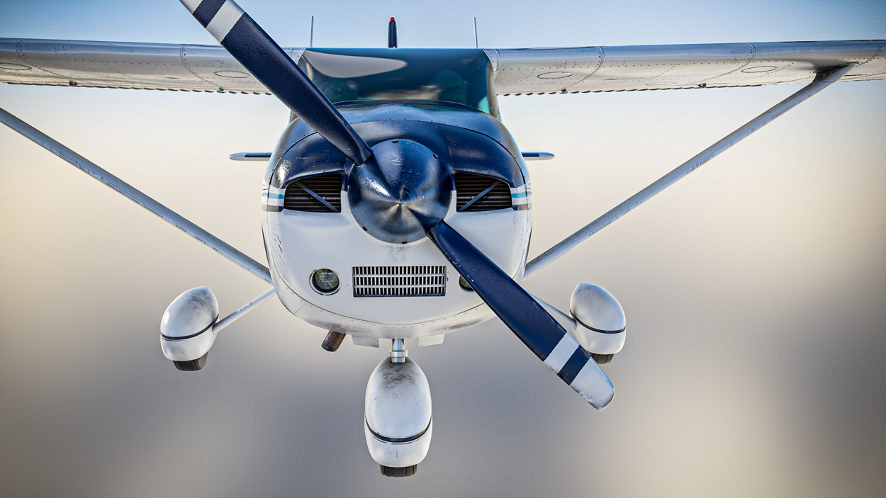 Maya realistic render of 3D model airplane and clouds