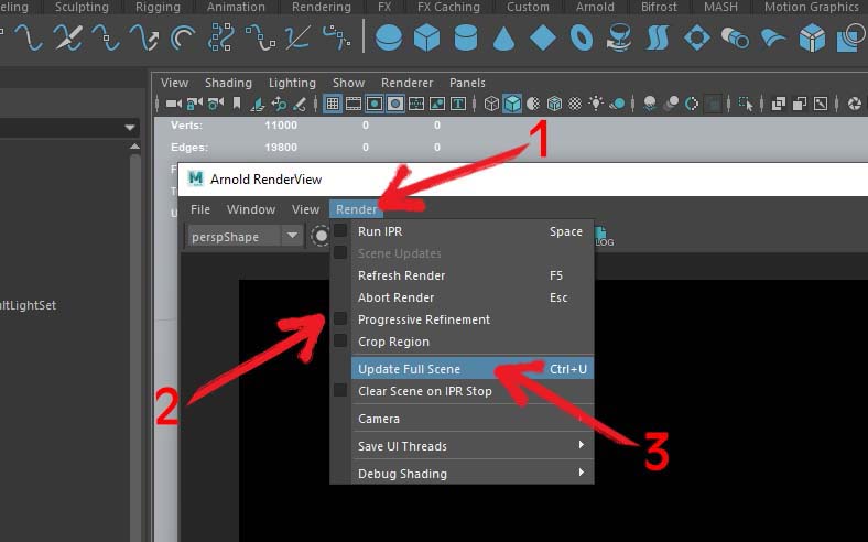 Arnold CPU benchmark Maya window settings