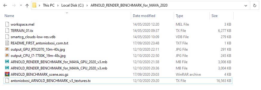 Arnold Render Speed Benchmark Maya files path