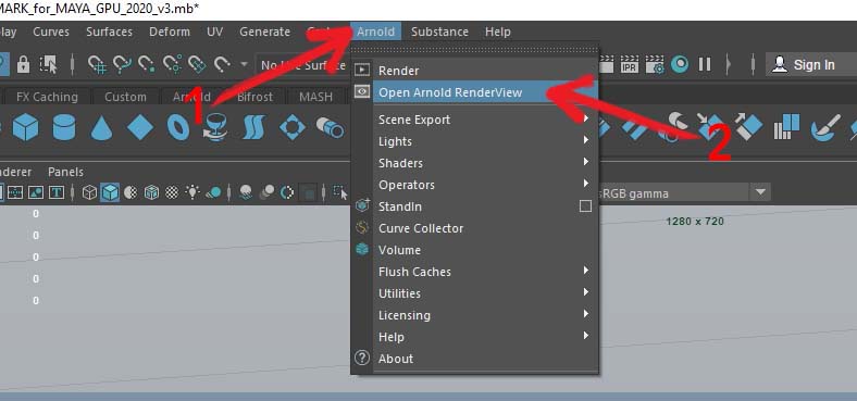 Arnold Render Open render view Maya